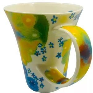 Starbucks 2006 Floral Watercolor Flowers Handle Coffee Mug 12oz set of 2